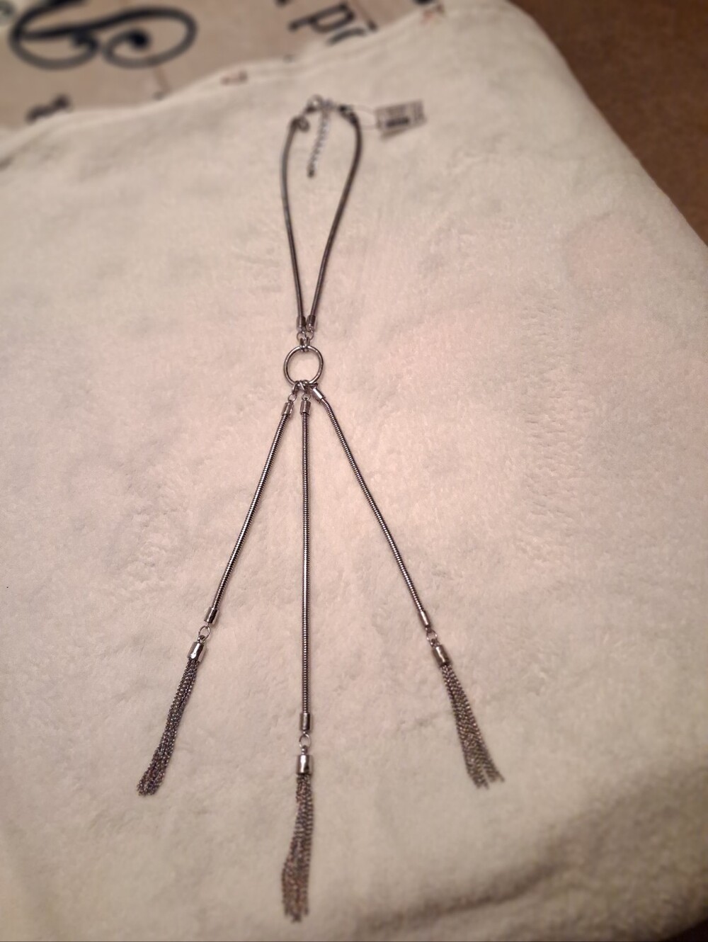 Chico's Silver Triple Tassel Y-Necklace